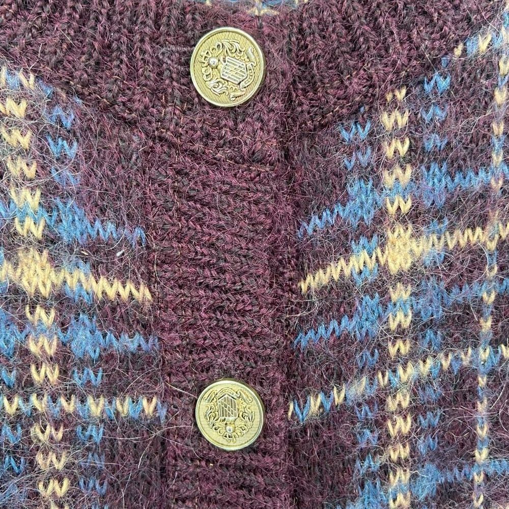 Equorian Heritage Mohair Blend Vintage Cardigan Sweater Medium Burgundy - Picture 9 of 9
